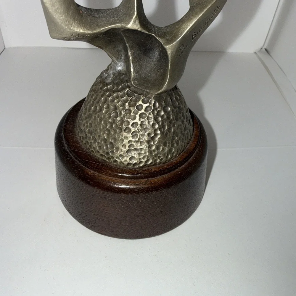 1976 Barn Swallows Irving Burgues Birds‎ Pewter Sculpture Signed Wood Base #1616